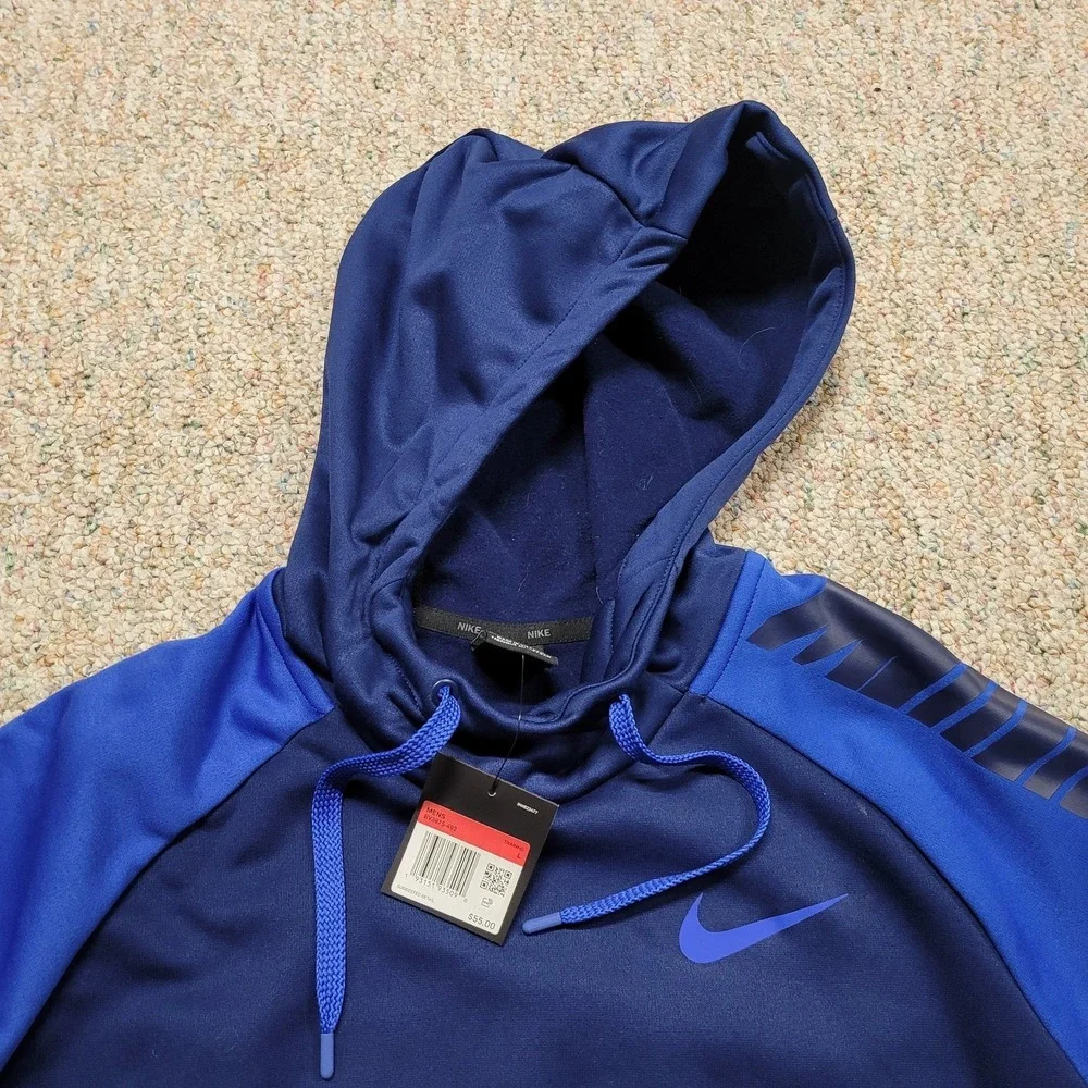Nike Hoodie Mens Large Blue Therma Fit Pullover‎ Training Long Sleeve Swoosh NWT